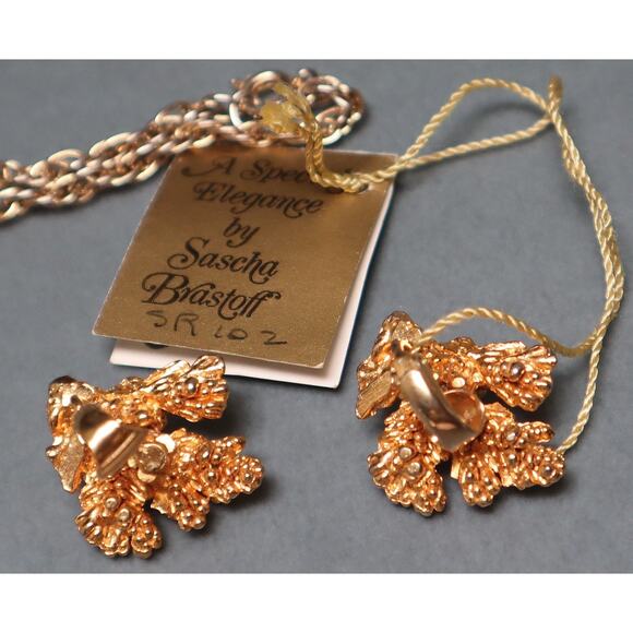 Vintage Sascha Brastoff Modernist Sea Flower Necklace Earrings Set Sascha B - Picture 8 of 10